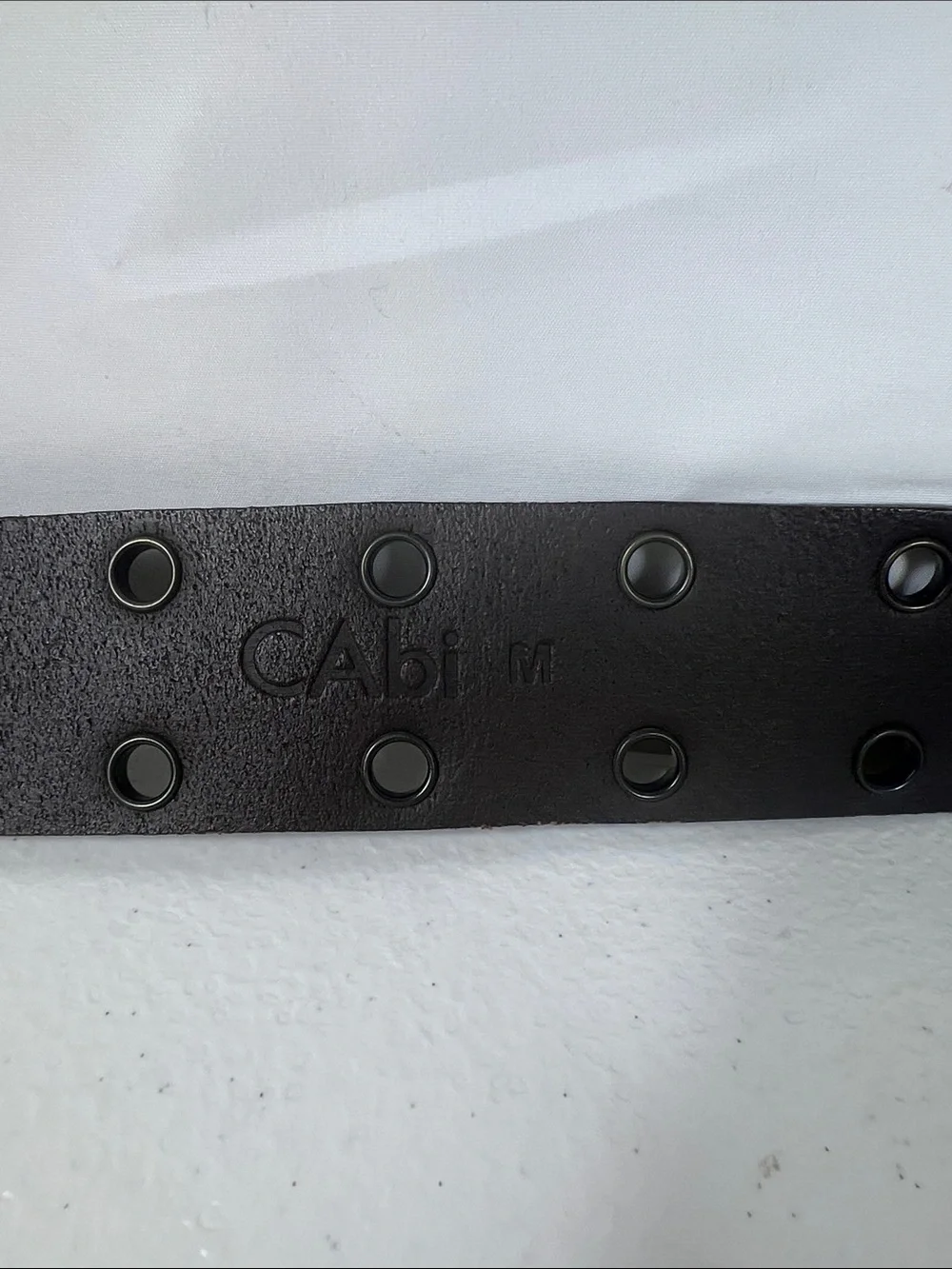 Cabi Sz M Leather Belt Brown Double Grommets Stone/Bead Buckle Vintage